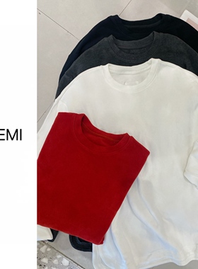 MISS RUILI 定制 2025冬季纯色百搭德绒内搭长袖叠穿T恤F1486
