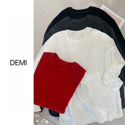 MISS RUILI 定制 2025冬季纯色百搭德绒内搭长袖叠穿T恤F1486