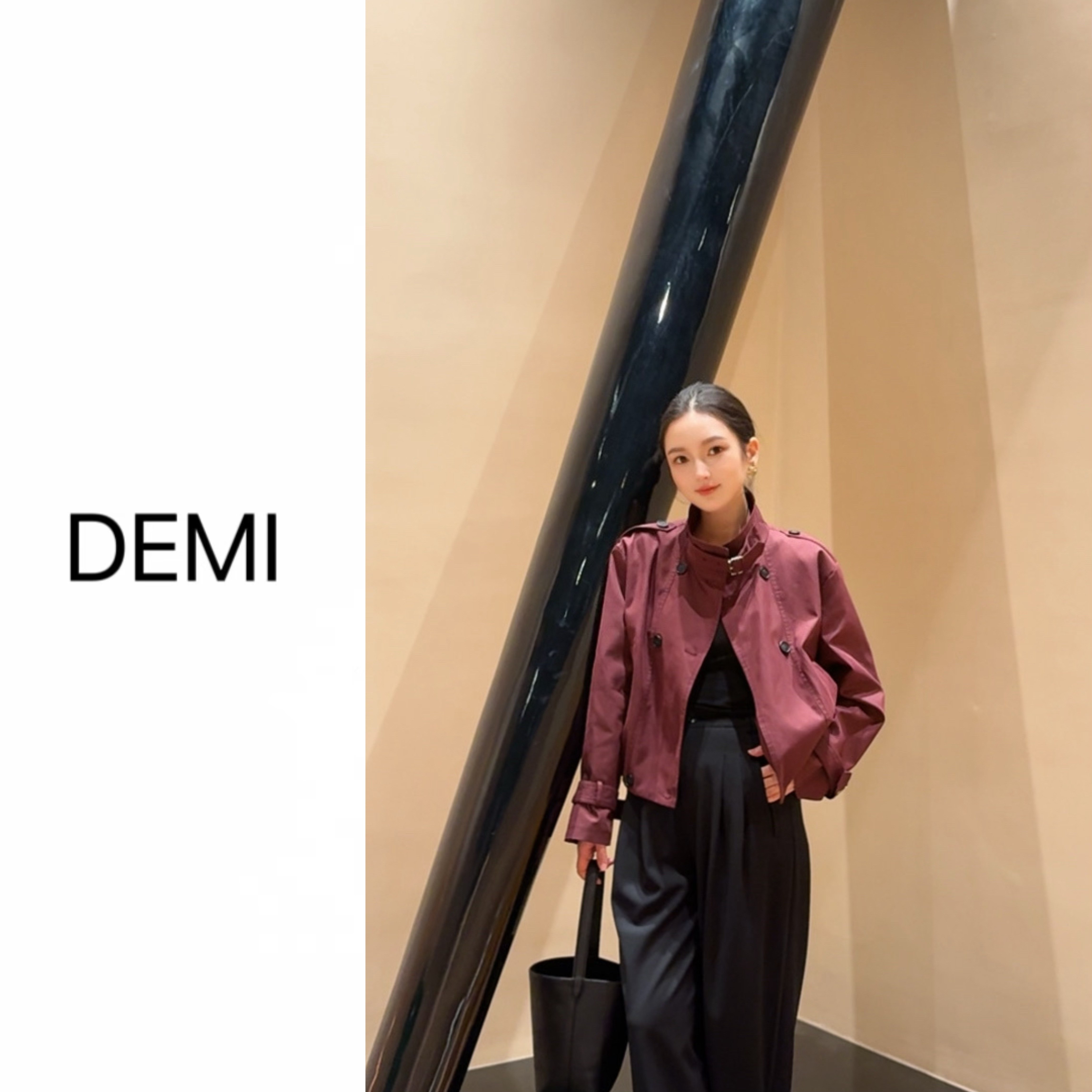 复古双排扣立领短款风衣外套