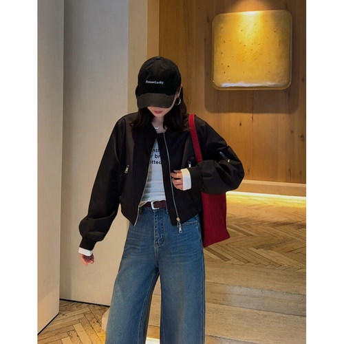 MISS RUILI定制   新款欧货时尚棒球服宽松显瘦设计感外套F2559