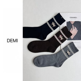 秋冬韩版 定制 学院风羊毛蓄热保暖中筒袜无骨袜F1441 RUILI MISS