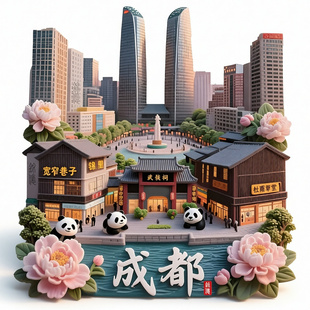 成都金属浮雕冰箱贴立体磁吸武侯祠旅游景点纪念品宽窄巷子伴手礼