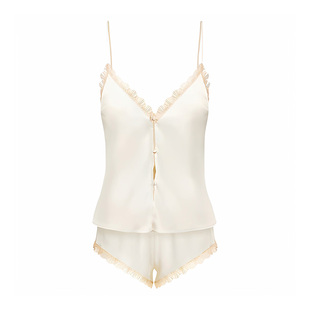 夏季 睡袍套装 蕾丝花边高级感纯欲吊带短裤 性感睡衣女春秋冰丝薄款