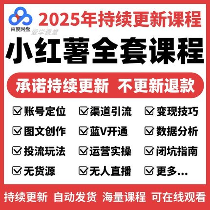 2025小红书开店教程小红书种草笔记文案视频学习电商起号变现课程