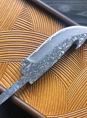 大马士革全新花纹高硬度刀胚家用水果刀10CR15MOV钢芯DIY手工刀坯