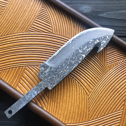 大马士革全新花纹高硬度刀胚家用水果刀10CR15MOV钢芯DIY手工刀坯