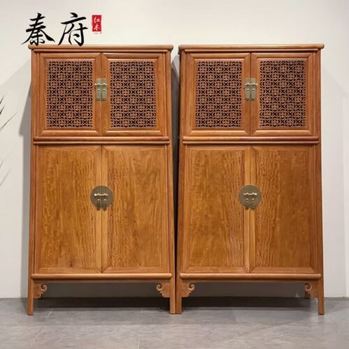 秦府缅甸花梨明式圆角柜收纳