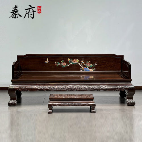 秦府红木百宝嵌三围罗汉床