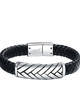 英国钛钢男士时尚风高级皮手链