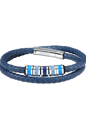 英国进口fredbennett手链男双层设计皮质编织潮欧美街头B4557