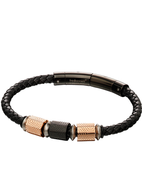 英国黑色男士可调节百搭皮质手链