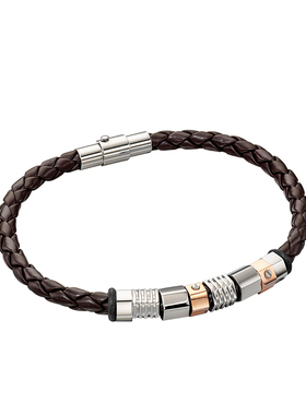 英国进口fredbennett编织皮质细款手链男士简约时尚玫瑰金饰品潮