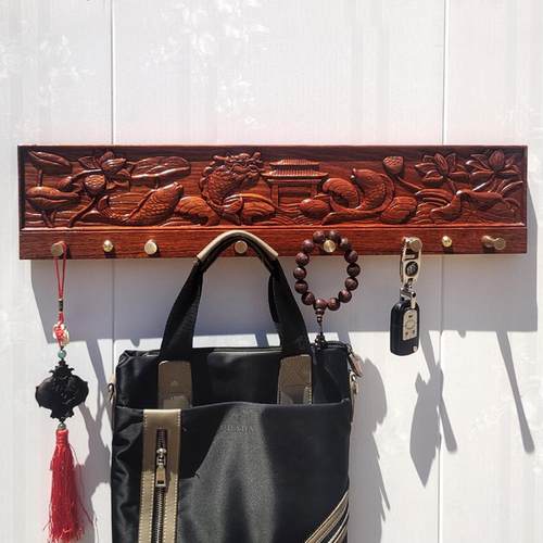 双安装花梨木原木挂衣钩超强承重