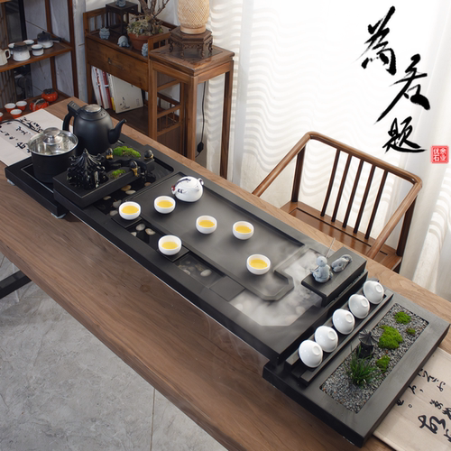 高端创意雾化流水自动煮水石茶盘