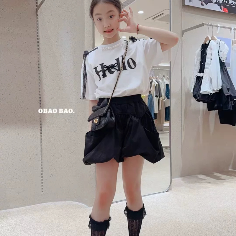 品牌潮流童装25夏女款中童短袖T