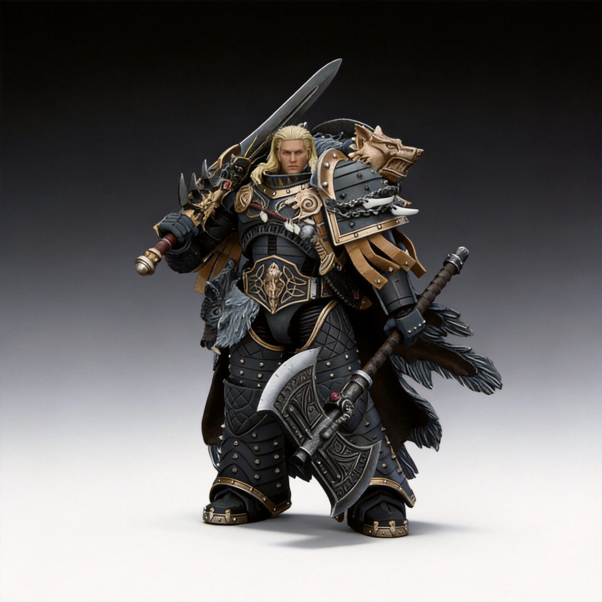 暗源战锤40K太空野狼基因原体黎曼鲁斯可动手办玩具1:18 6寸兵人