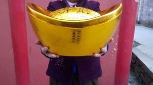 各种尺寸特大塑料金元宝元旦圣诞春节装饰品摆件糖果盒摄影道具