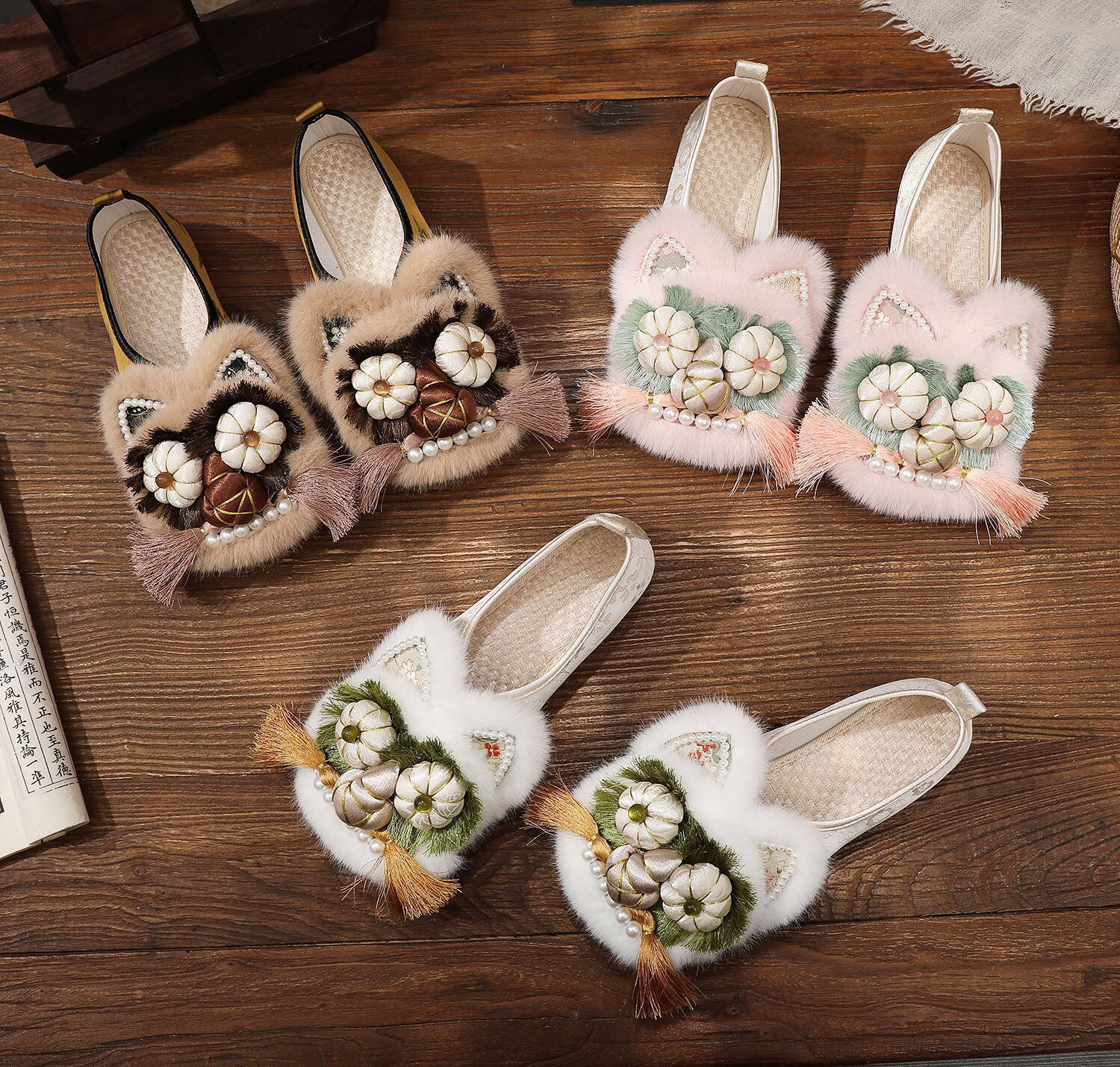 豆妞IAMDOU35-41民族鞋手工虎头鞋整帮鞋女士汉服鞋国潮复古棉鞋