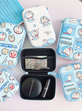 蓝色卡通耳机线收纳包数据线充电器头充电宝移动电源零钱整理包盒