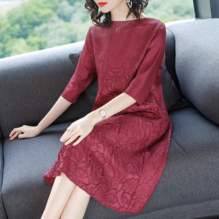女儿出嫁中年妈妈春夏连衣裙减龄大码女装洋气喜婆婆婚宴礼服