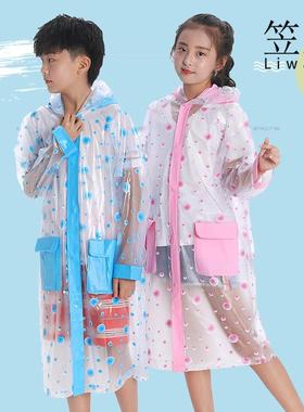 新款PVC印花 儿童书包位 男女户外徒步 大童 学生背书包雨衣