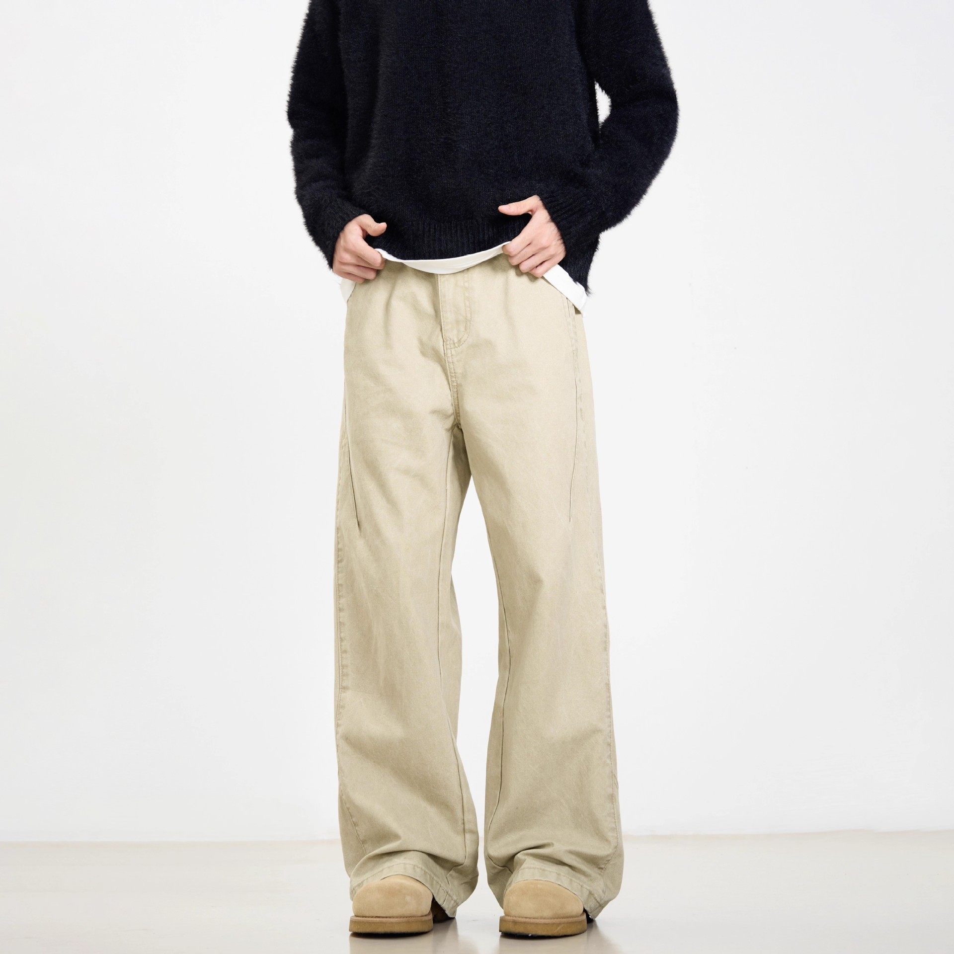 KISKO美式复古做旧百搭通勤直筒工装裤男女简约cleanfit休闲长裤