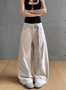 Apocket美式高智感穿搭弯刀休闲裤男女cleanfit宽松显瘦拖地裤子