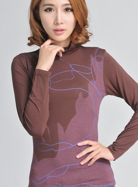 舒卡丝S 0235-11805 女式保暖莫代尔打底衫印花高领单件内衣秋衣