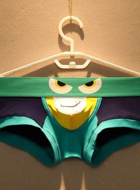 3条男士内裤男纯棉小平角裤个性潮流青年U囊袋卡通运动四角短裤头