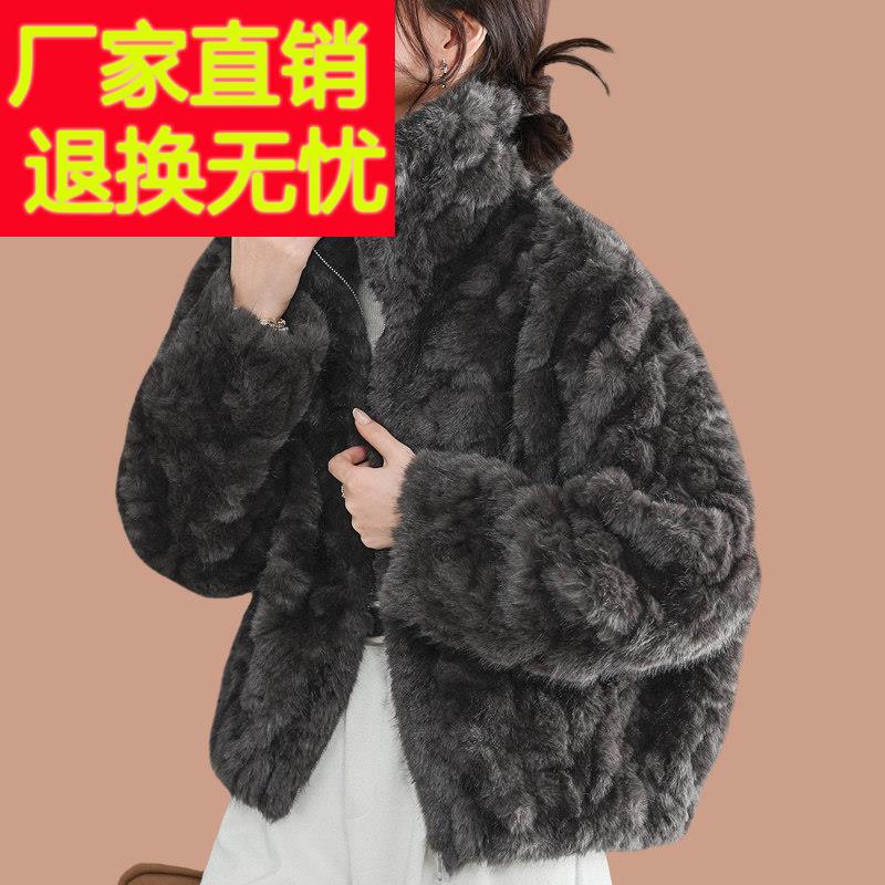 海宁皮草外套女2026新款爆款简单皮毛一体仿貂毛毛年轻款高领加厚