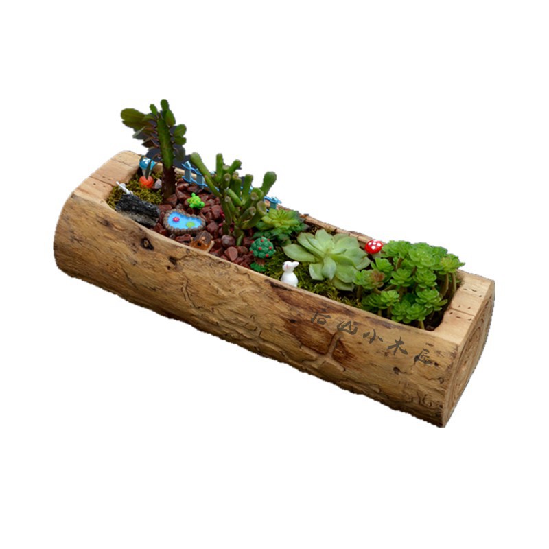 透气多肉花盆简约网红长条形木槽