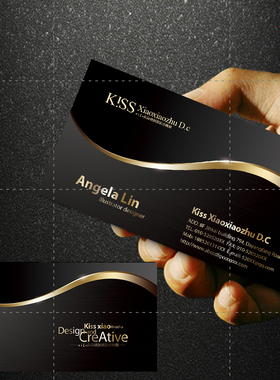名片制作印刷定制高端黑色简约金色设计商务仿金属拉丝0565号