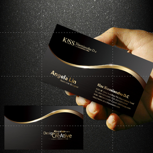 名片制作印刷定制高端黑色简约金色设计商务仿金属拉丝0565号