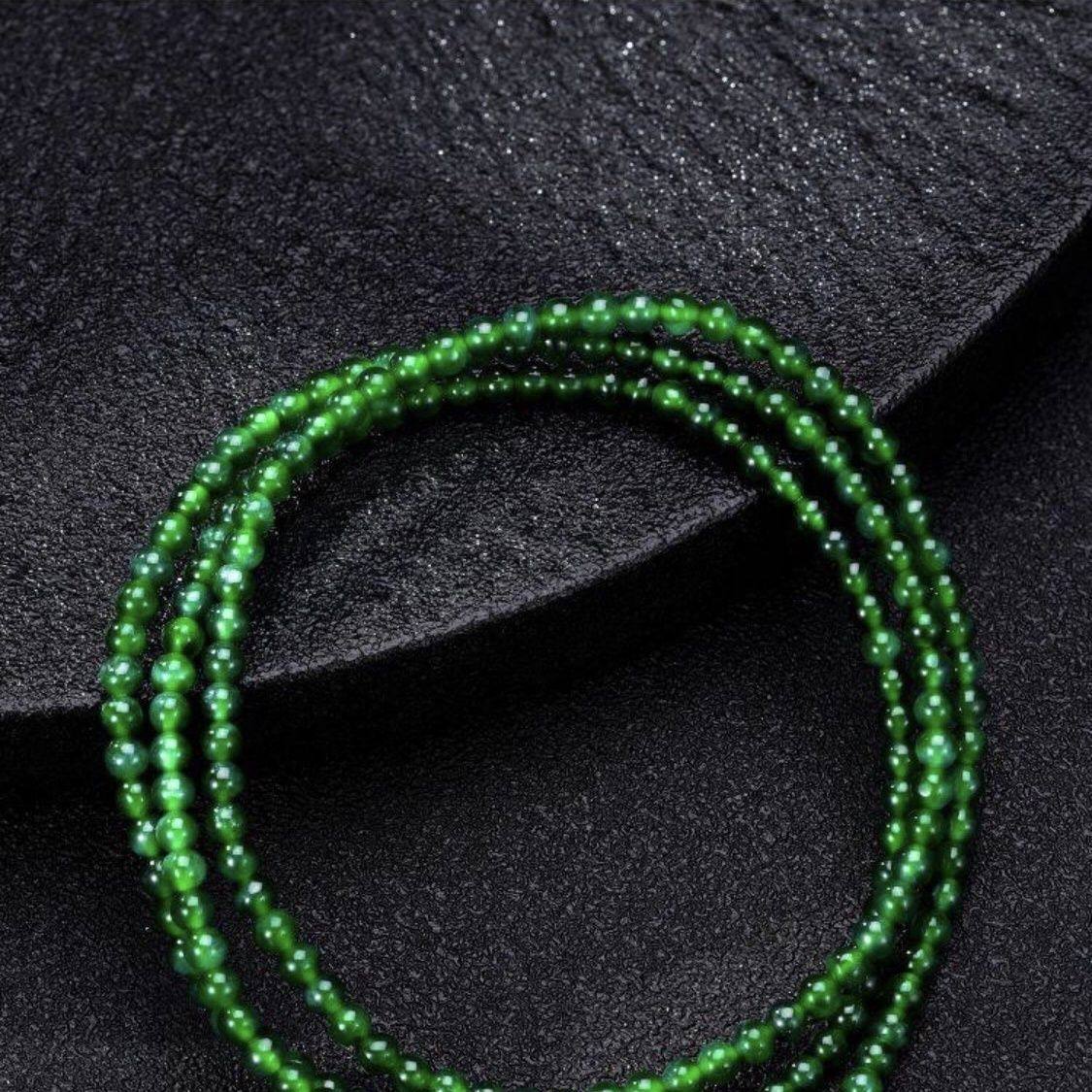 冰种玉石小米珠链小米珠子项链毛衣玉珠链石英岩珠串珠男女