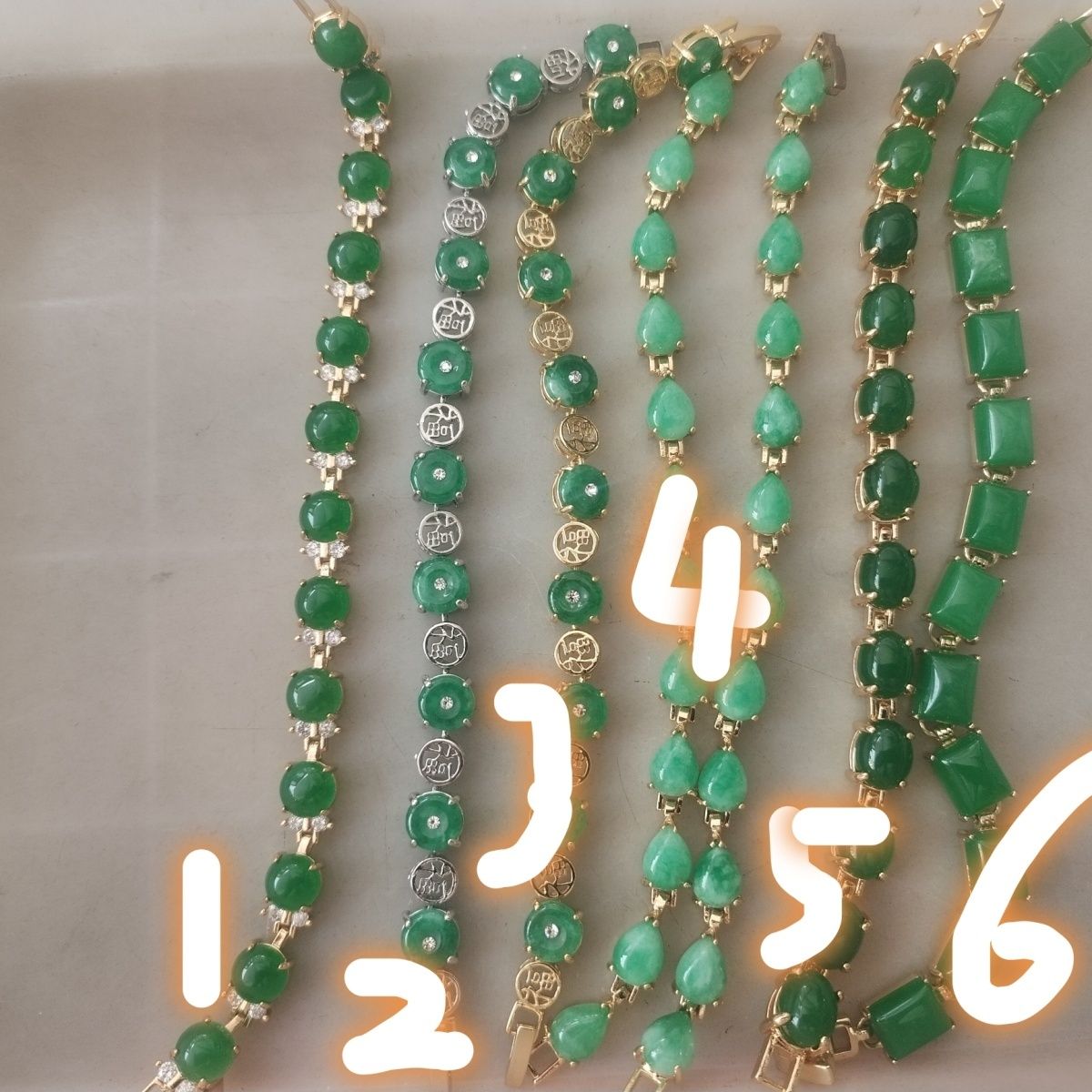 天然金镶玉石手链爱心型翡翠色干青玉石金镶玉手链镀金手链手串