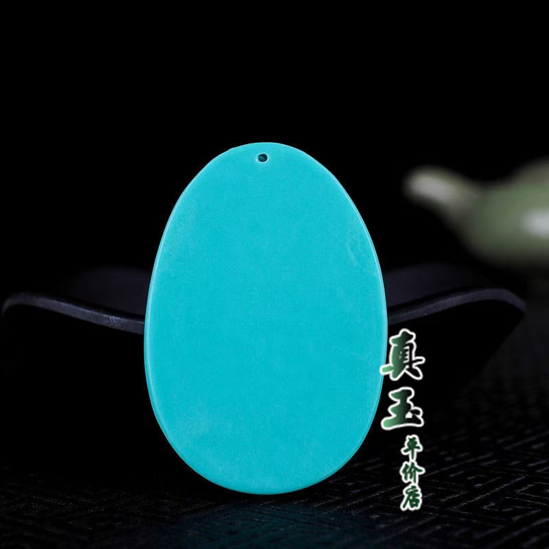 후베이 천연 청록색 펜던트 원시 미네랄 스톤 목걸이 하트 브랜드 피닉스 플레이 모란 핸들 조각