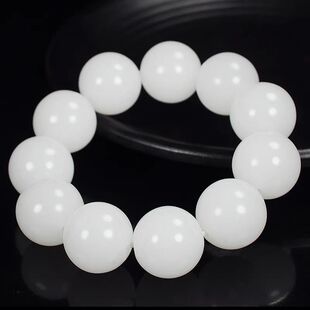 外蒙料仿真和田玉手串男女款手链20mm圆珠白色石珠链