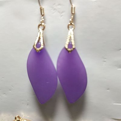 天然冰种紫罗兰翡翠随型时来运转耳环镶嵌玉石冰种淡紫色精品耳饰