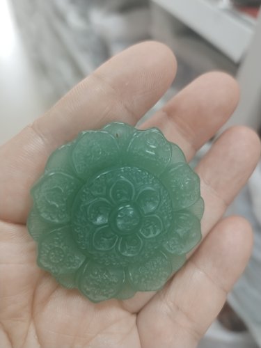 天然东陵石莲花六字真言护身符本命玉吊坠玉佩挂件男女款玉石项链