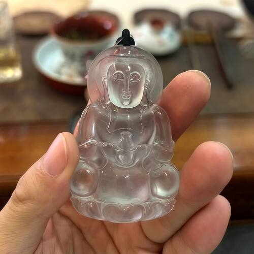 新款石英岩玉冰种玉观音吊招财挂件玉石冰种吊坠高冰脖子饰品