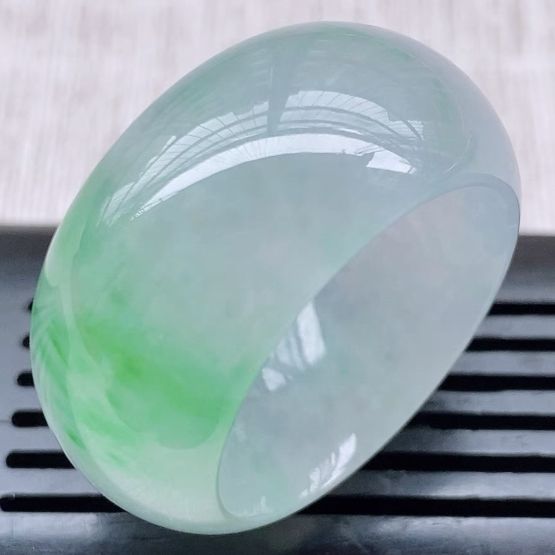 冰糯种飘花翡翠玉戒指缅甸纯天然玉石扳指翡翠扳指玉石指环