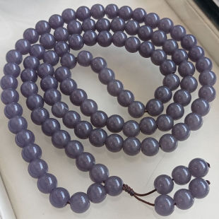 天然和田玉烟紫色烟青色6毫米8毫米10毫米圆珠108颗手链项链佛珠