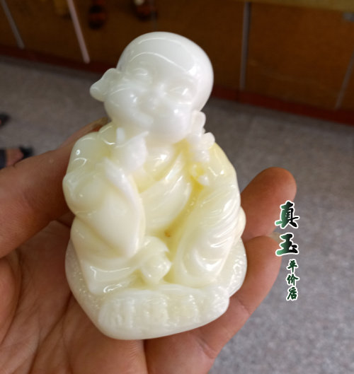 蜜蜡优化吊坠白蜜招财童子挂件男女款琥珀原石项链饰品老蜜蜡