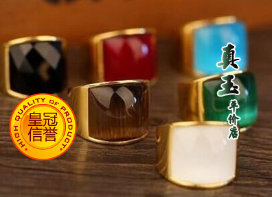 18K Gold-Plated Men's Ring with Cat's Eye Gemstone, Korean Style Fashion Trendy Personality Titanium Steel Bold Single Ring