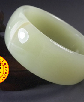 天然阿富汗加宽色带条纹玉手镯