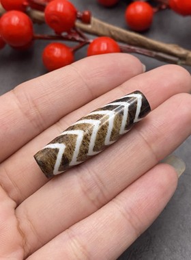 非洲贸易珠 缅甸邦迪克木化石管珠板珠 邦迪克锁骨链配珠文玩配饰