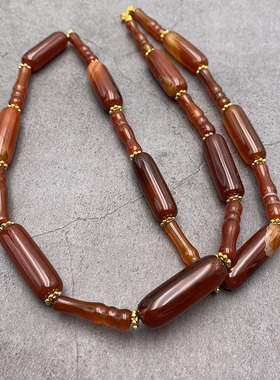 原创设计天然玛瑙项链 民族风男女百搭饰品配饰长链 配珠diy散珠