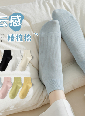 袜子女短袜春秋款纯棉低帮纯色吸汗防臭日系短筒袜全棉白色无骨袜