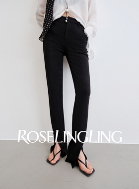 开衩西裤进店B入无限回购 抗绉免熨贝嫂挚爱高收腰休闲西裤