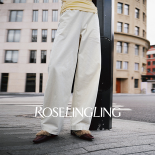 复古智性14坑肌理棉感灯芯绒阔腿弯刀裤 ROSELINGLING 过冬神裤